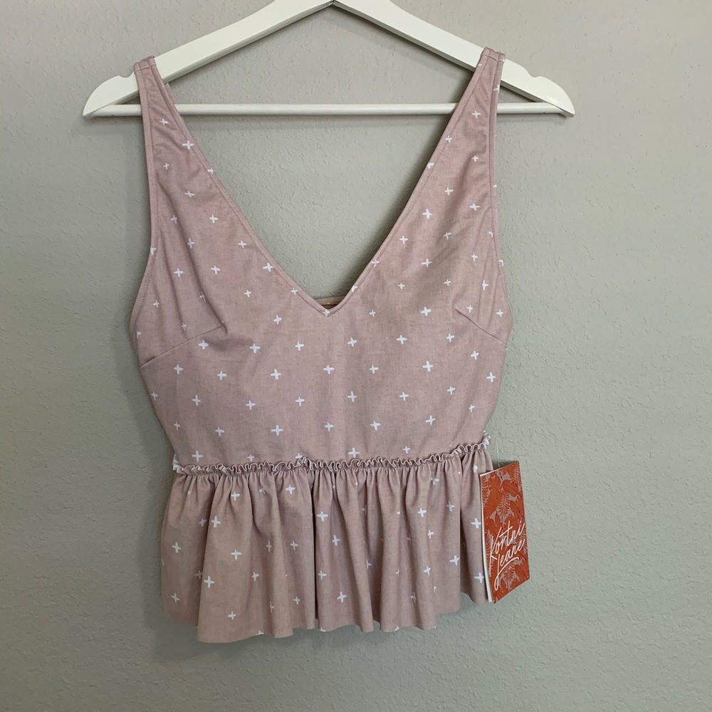 NWT Kortni Jeane Swim V Neck Peplum Top Size M
